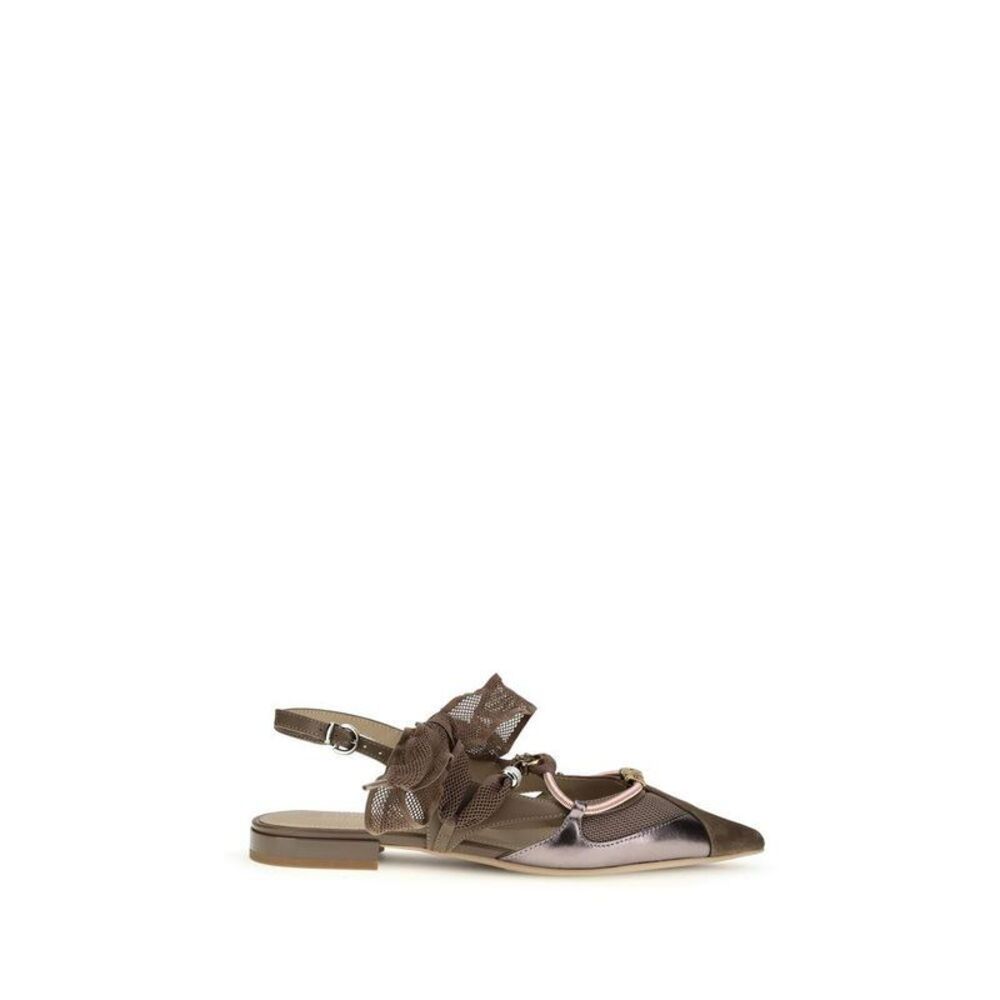 PINKO Calf Leather Ballet Flats Women Brown Flat Shoes